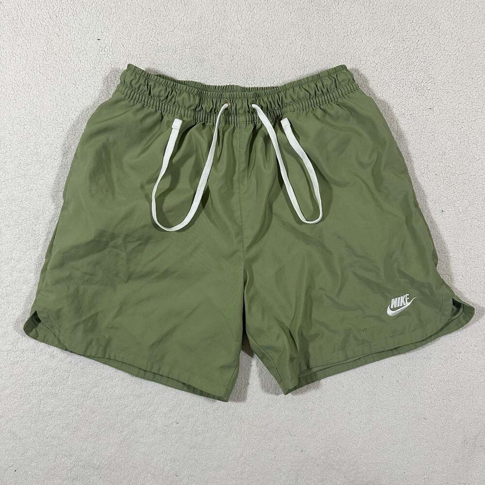Nike Olive Green Mesh Lined Swim Shorts Men's Size M Drawstring Swoosh